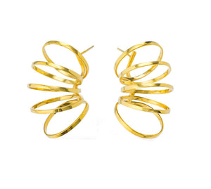 Gold Vermeil Circle Cylinder Earrings-Earrings-Theodora Daraklitsa-Pistachios