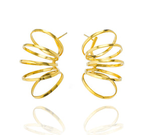 Gold Vermeil Circle Cylinder Earrings-Earrings-Theodora Daraklitsa-Pistachios