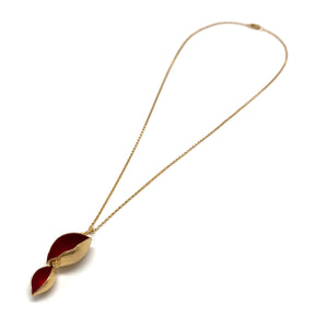 Gold Vermeil Double Leaf Necklace-Necklaces-Sabine Müller-Pistachios