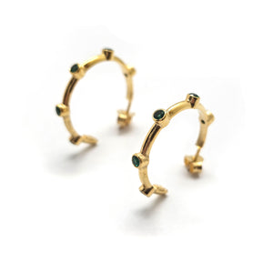 Gold Vermeil Green CZ Hoops-Earrings-Tiago Barbosa-Pistachios