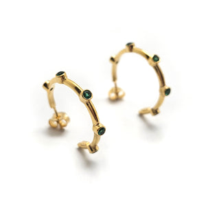 Gold Vermeil Green CZ Hoops-Earrings-Tiago Barbosa-Pistachios