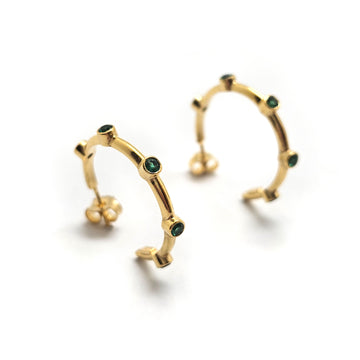 Gold Vermeil Green CZ Hoops