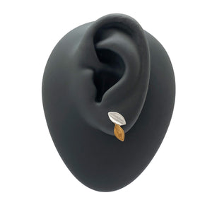 Gold Vermeil and Silver Leaf Studs-Earrings-Manuela Carl-Pistachios
