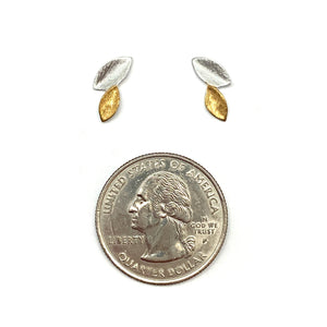 Gold Vermeil and Silver Leaf Studs-Earrings-Manuela Carl-Pistachios