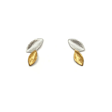 Gold Vermeil and Silver Leaf Studs