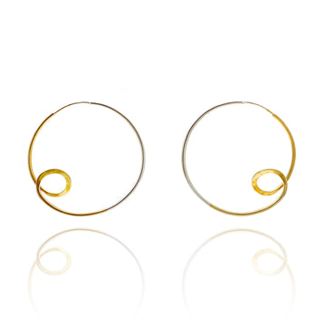 Gold Vermeil and Silver Loop Earrings