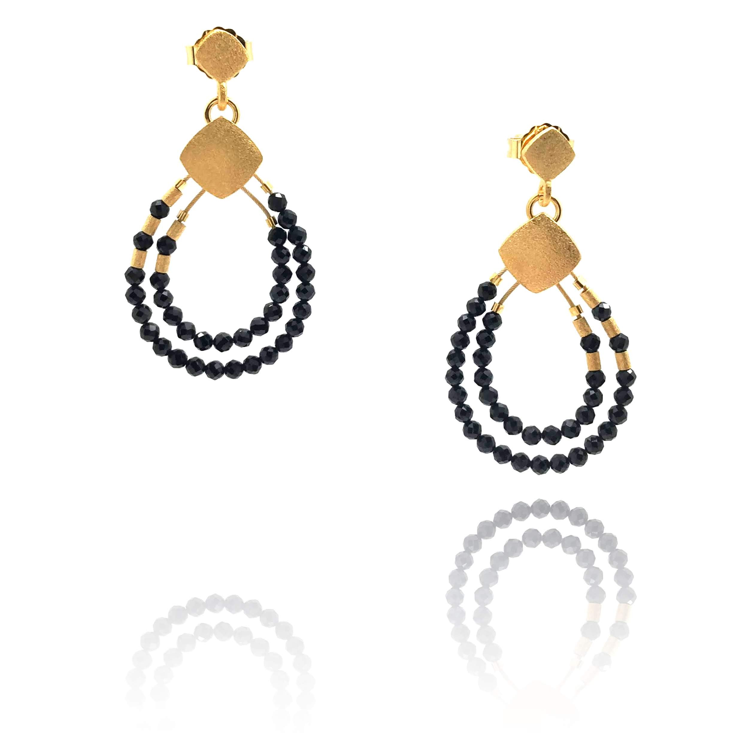 Black beaded drop earrings store