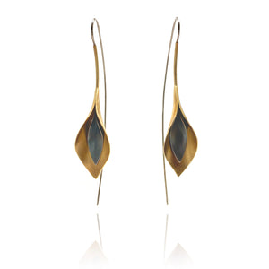Gold and Black Wilting Lily Earrings-Earrings-Kacper Schiffers-Pistachios