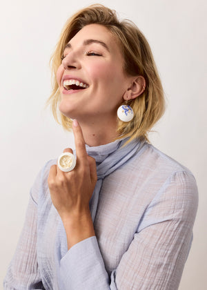 Gold and Blue Flora Earrings-Earrings-Ute van der Plaats-Pistachios