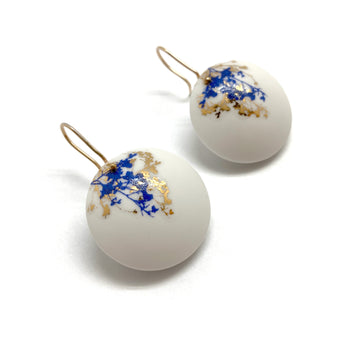 Gold and Blue Flora Earrings