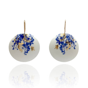 Gold and Blue Flora Earrings-Earrings-Ute van der Plaats-Pistachios