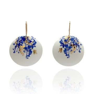 Gold and Blue Flora Earrings