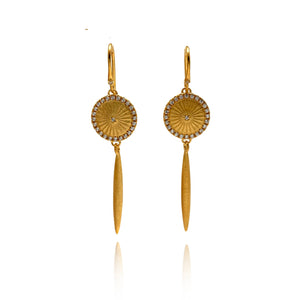 Gold and CZ Dangle Earrings-Earrings-Bernd Wolf-Pistachios