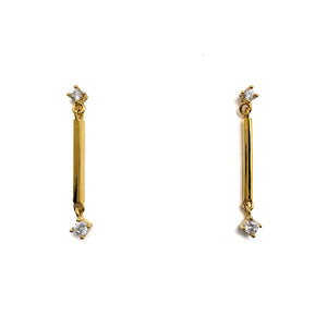 Gold and CZ Dangling Bar Earring - Pistachios