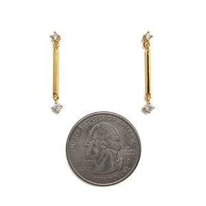 Gold and CZ Dangling Bar Earring - Pistachios