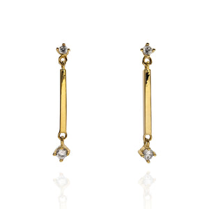 Gold and CZ Dangling Bar Earring - Pistachios