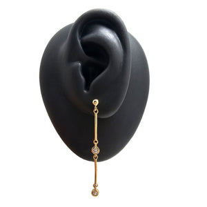 Gold and CZ Double-Bar Earring - Pistachios