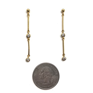 Gold and CZ Double-Bar Earring - Pistachios