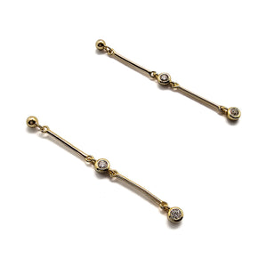 Gold and CZ Double-Bar Earring - Pistachios