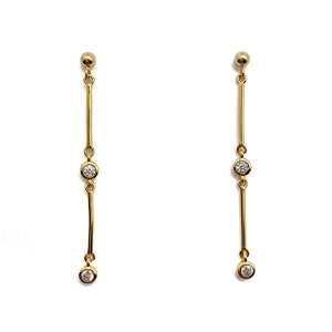 Gold and CZ Double-Bar Earring - Pistachios