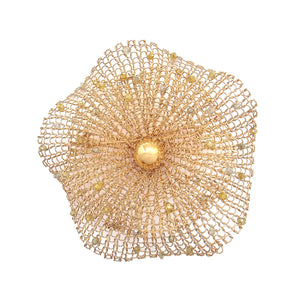 Gold and Diamond Crochet Brooch