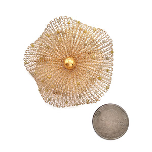 Gold and Diamond Crochet Brooch