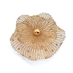 Gold and Diamond Crochet Brooch