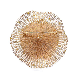 Gold and Diamond Crochet Brooch
