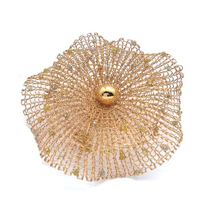 Gold and Diamond Crochet Brooch