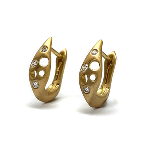 Gold and Diamond Huggie Earrings-Earrings-Dana Bronfman-Pistachios