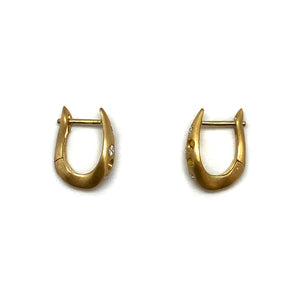 Gold and Diamond Huggie Earrings-Earrings-Dana Bronfman-Pistachios