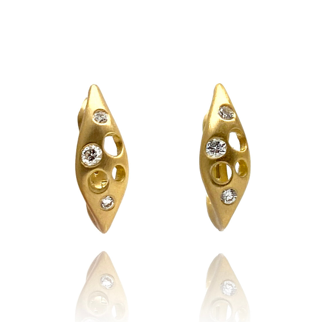 Gold and Diamond Huggie Earrings-Earrings-Dana Bronfman-Pistachios