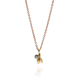 Gold and Diamond Leaf Necklace-Necklaces-Luana Coonen-Pistachios