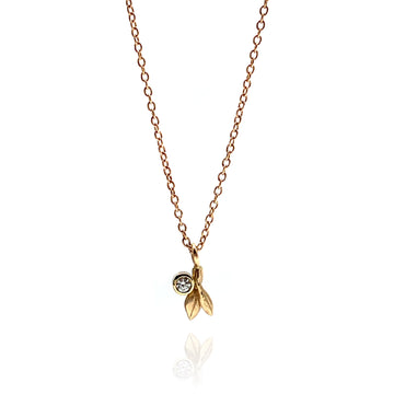 Gold and Diamond Leaf Necklace