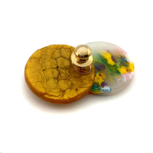 Gold and Green Double Circle Brooch-Pins-Asami Watanabe-Pistachios
