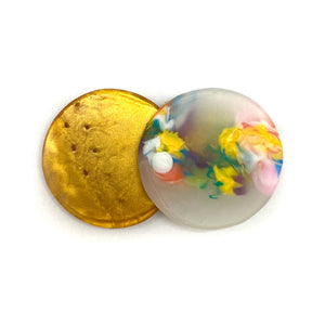 Gold and Green Double Circle Brooch-Pins-Asami Watanabe-Pistachios