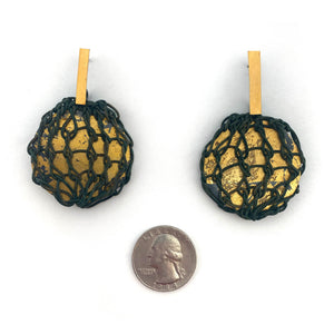 Gold and Green Knit Cord Earrings-Earrings-Brooke Marks-Swanson-Pistachios