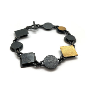 Gold and Oxidized Silver Link Bracelet-Earrings-Biba Schutz-Pistachios