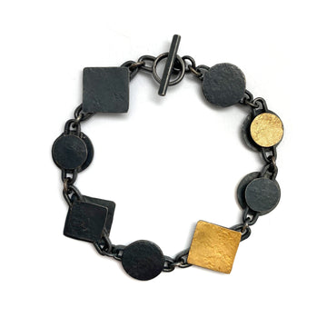 Gold and Oxidized Silver Link Bracelet
