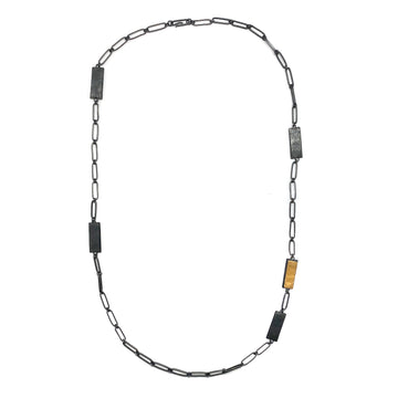 Gold and Oxidized Silver Link Necklace