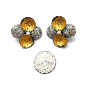 Gold and Pearl Clip On Earrings-Earrings-So Young Park-Pistachios