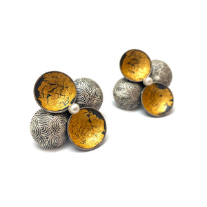 Gold and Pearl Clip On Earrings-Earrings-So Young Park-Pistachios