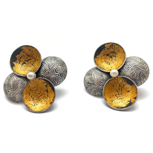 Gold and Pearl Clip On Earrings-Earrings-So Young Park-Pistachios