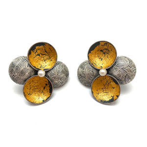 Gold and Pearl Clip On Earrings-Earrings-So Young Park-Pistachios