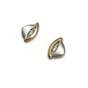 Gold and Silver CZ Studs-Earrings-Olaf Sagner-Pistachios