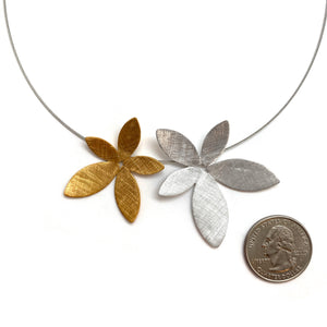 Gold and Silver Flower Necklace-Necklaces-Manuela Carl-Pistachios