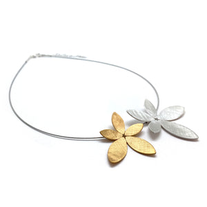 Gold and Silver Flower Necklace-Necklaces-Manuela Carl-Pistachios