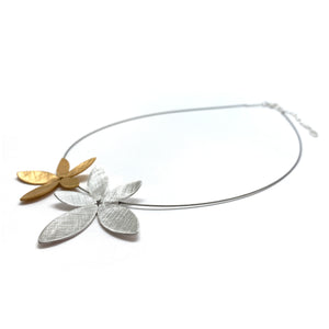 Gold and Silver Flower Necklace-Necklaces-Manuela Carl-Pistachios