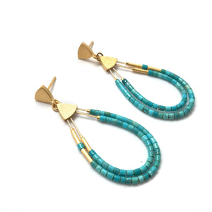 Gold and Turquoise Teardrop Beaded Drops-Earrings-Bernd Wolf-Pistachios