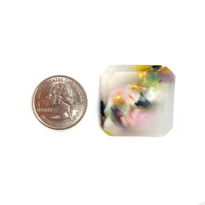 Gold and White Small Square Brooch-Pins-Asami Watanabe-Pistachios